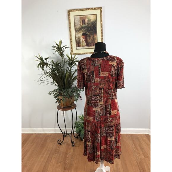 Connected Apparel Dress 14 Cap Sleeve Boho Vacation Clueless Preppy Pullover - Picture 4 of 8